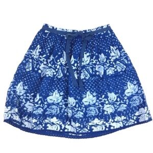 GAP Skirt 100% Linen Pleated Floral Flowers Bow Spring Prairie Natural Fibers 4